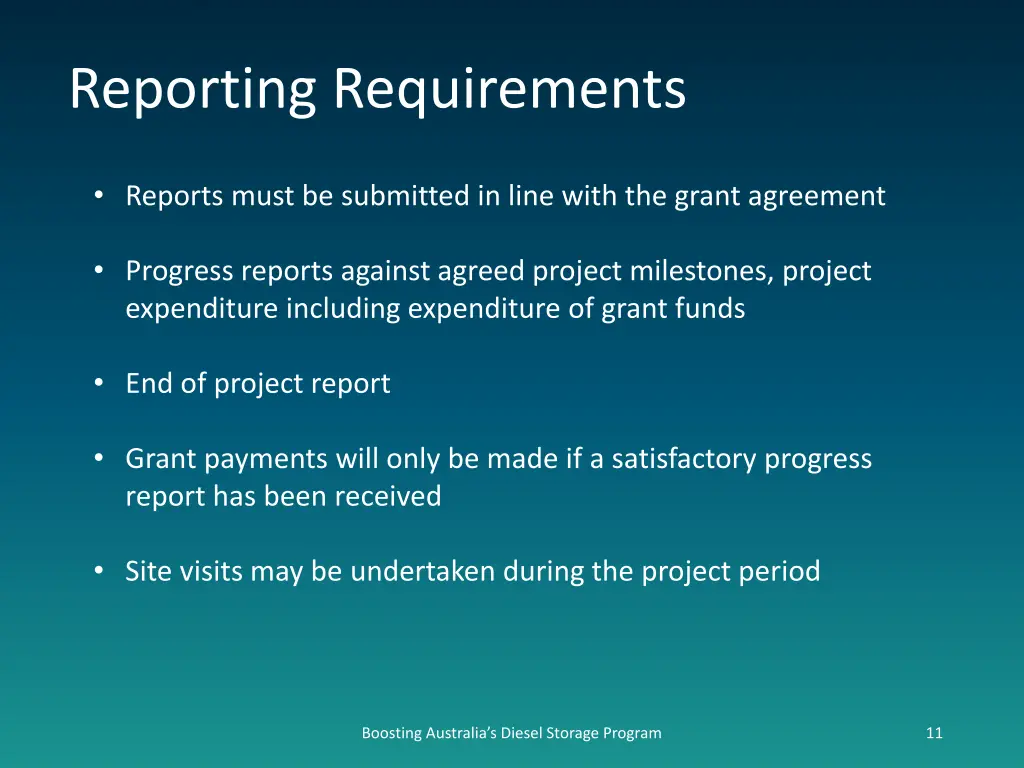 reporting requirements