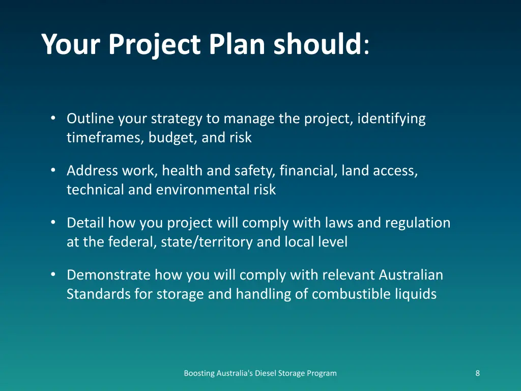 your project plan should