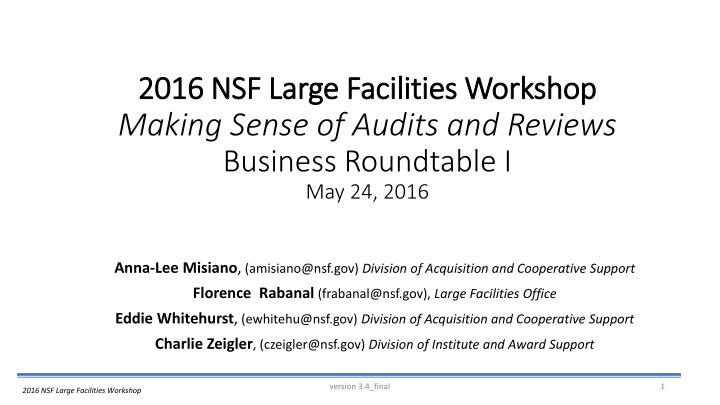 2016 nsf large facilities workshop 2016 nsf large