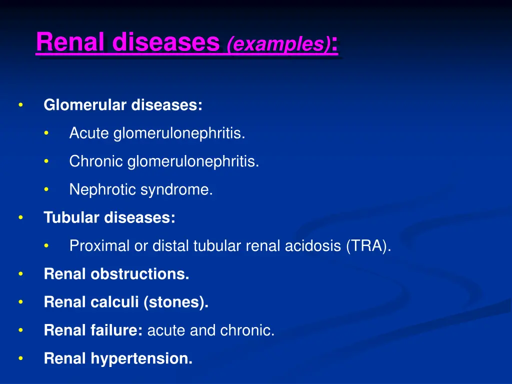 renal diseases examples