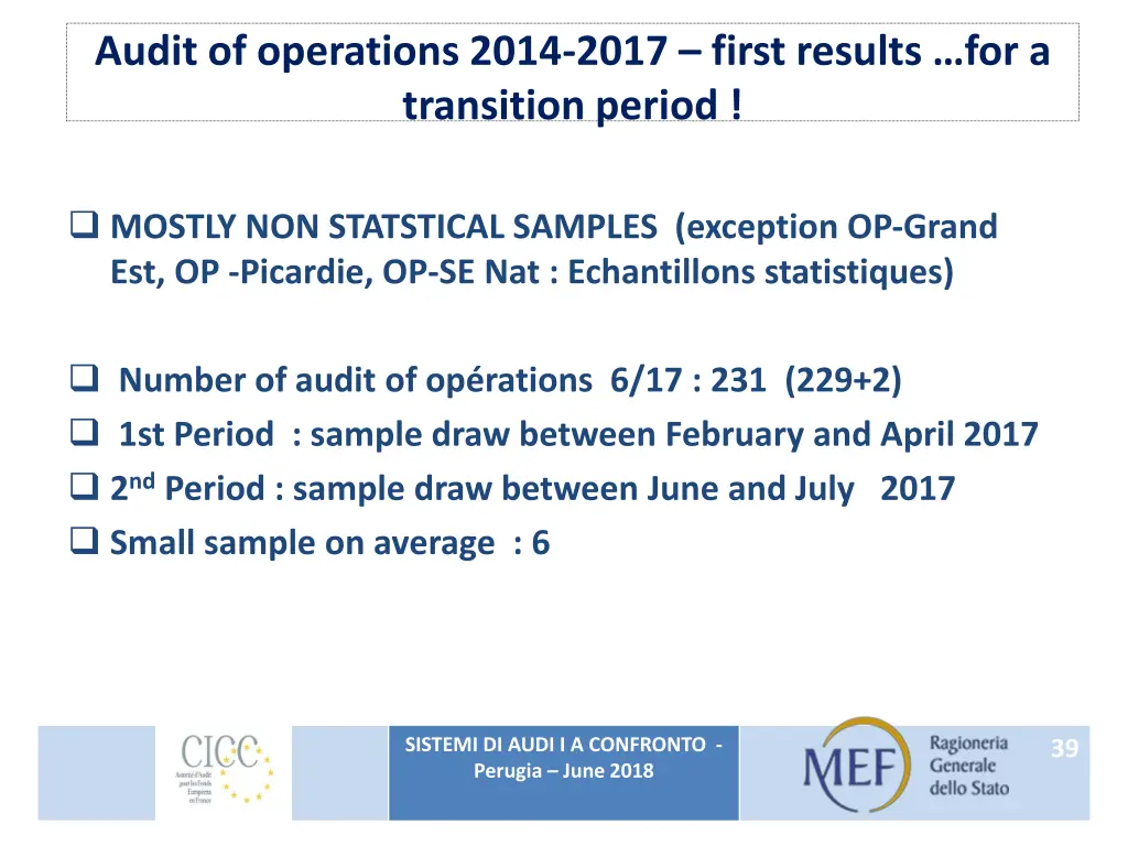 audit of operations 2014 2017 first results