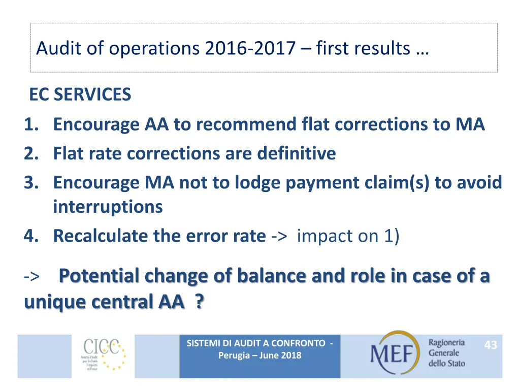 audit of operations 2016 2017 first results