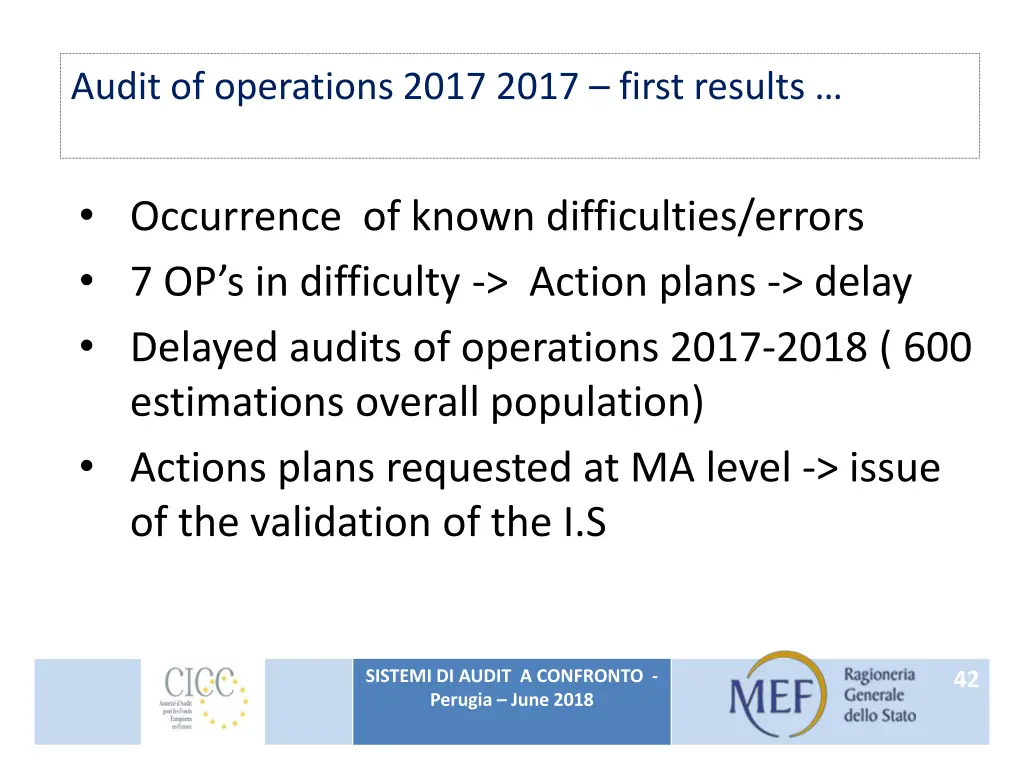 audit of operations 2017 2017 first results 1