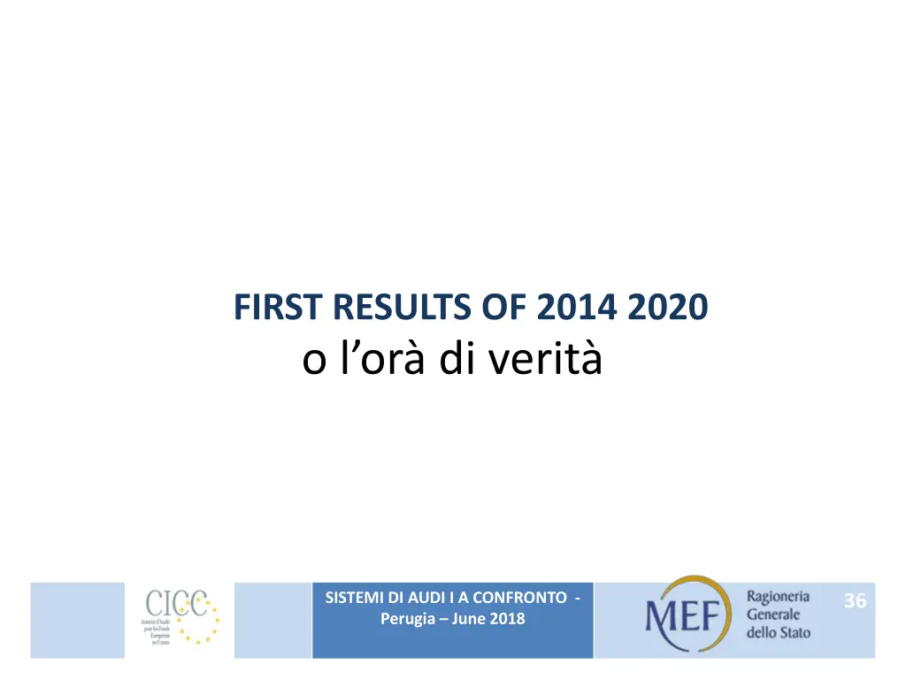 first results of 2014 2020 o l or di verit