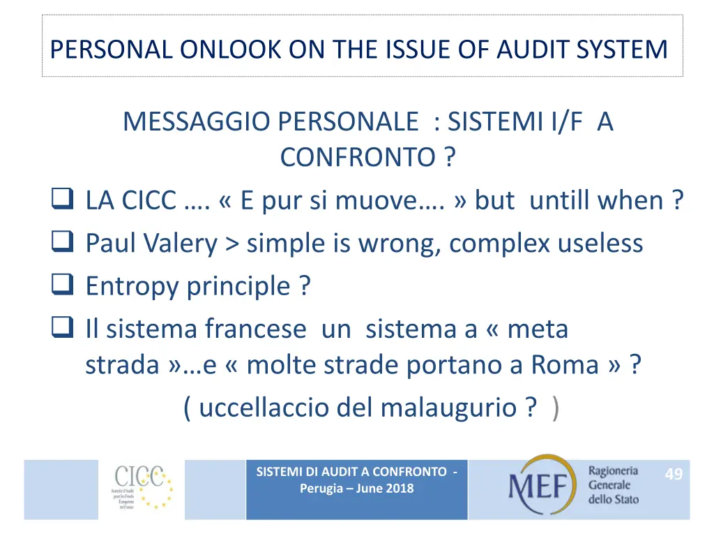 personal onlook on the issue of audit system 1