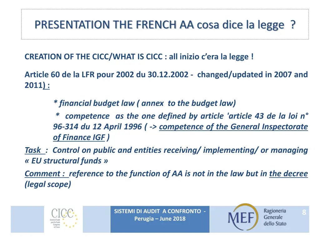 presentation the french aa cosa dice la legge