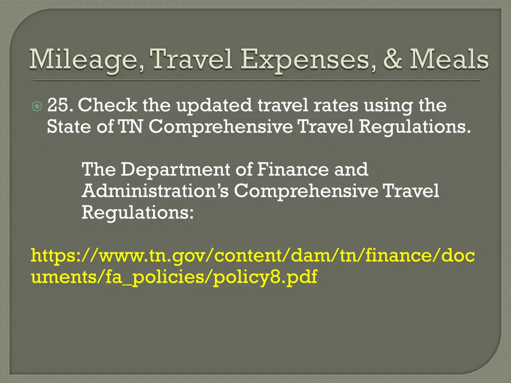 25 check the updated travel rates using the state