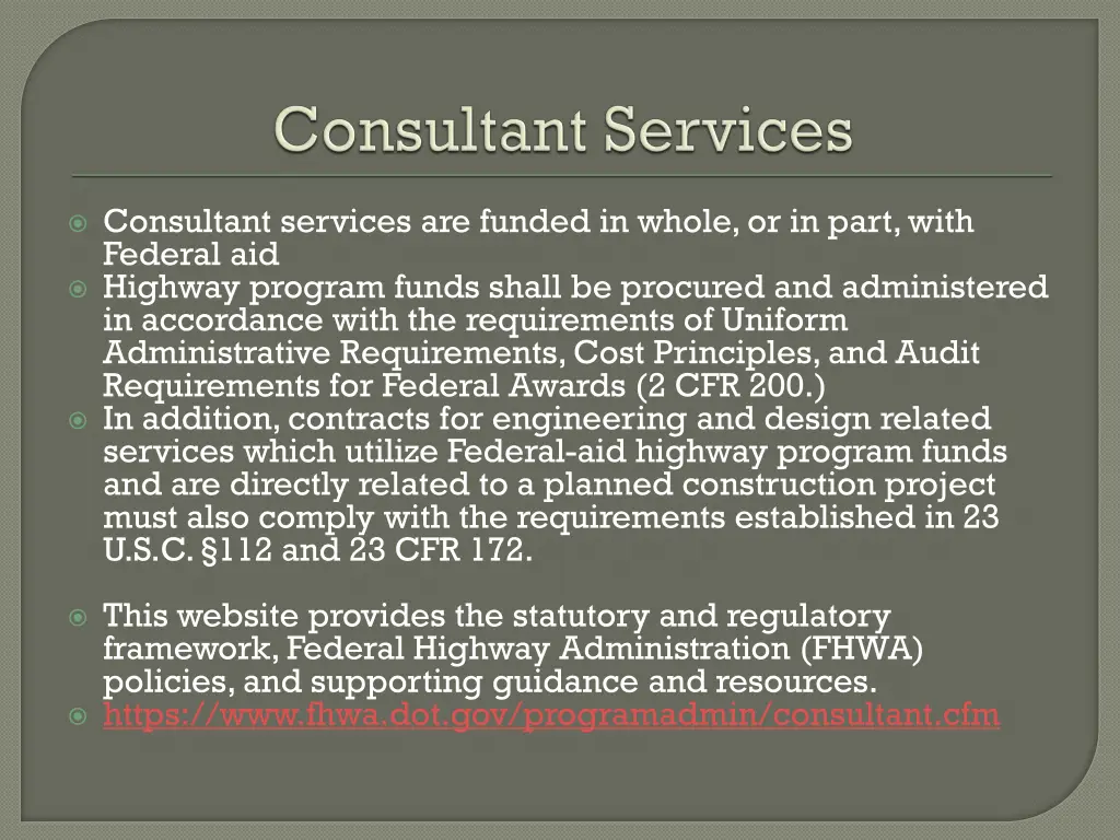 consultant services are funded in whole