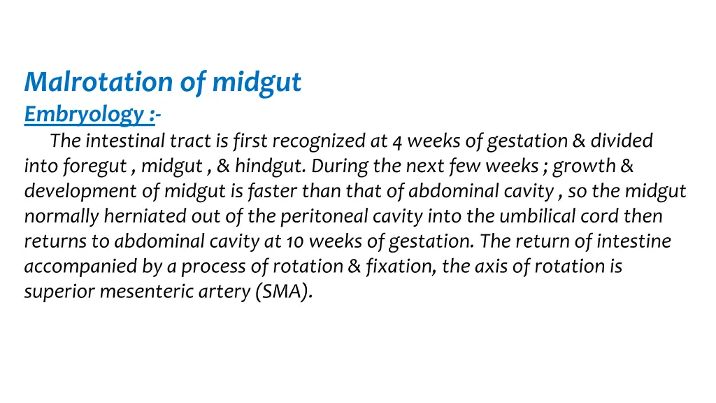 malrotation of midgut embryology the intestinal