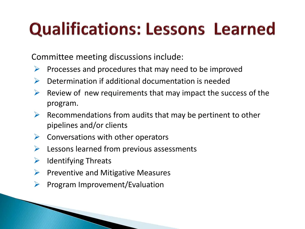 committee meeting discussions include processes