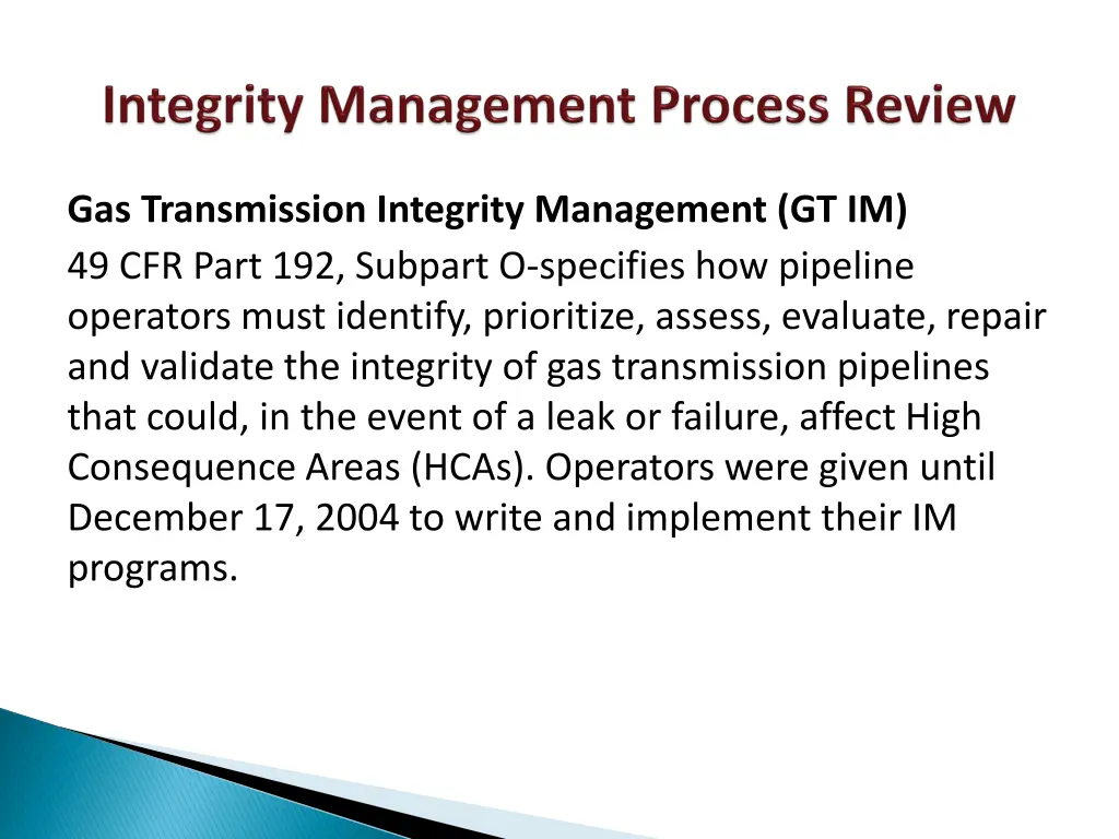 gas transmission integrity management