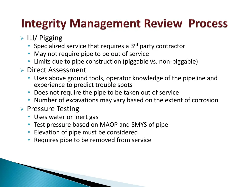 ili pigging specialized service that requires