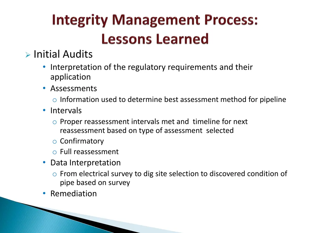initial audits interpretation of the regulatory
