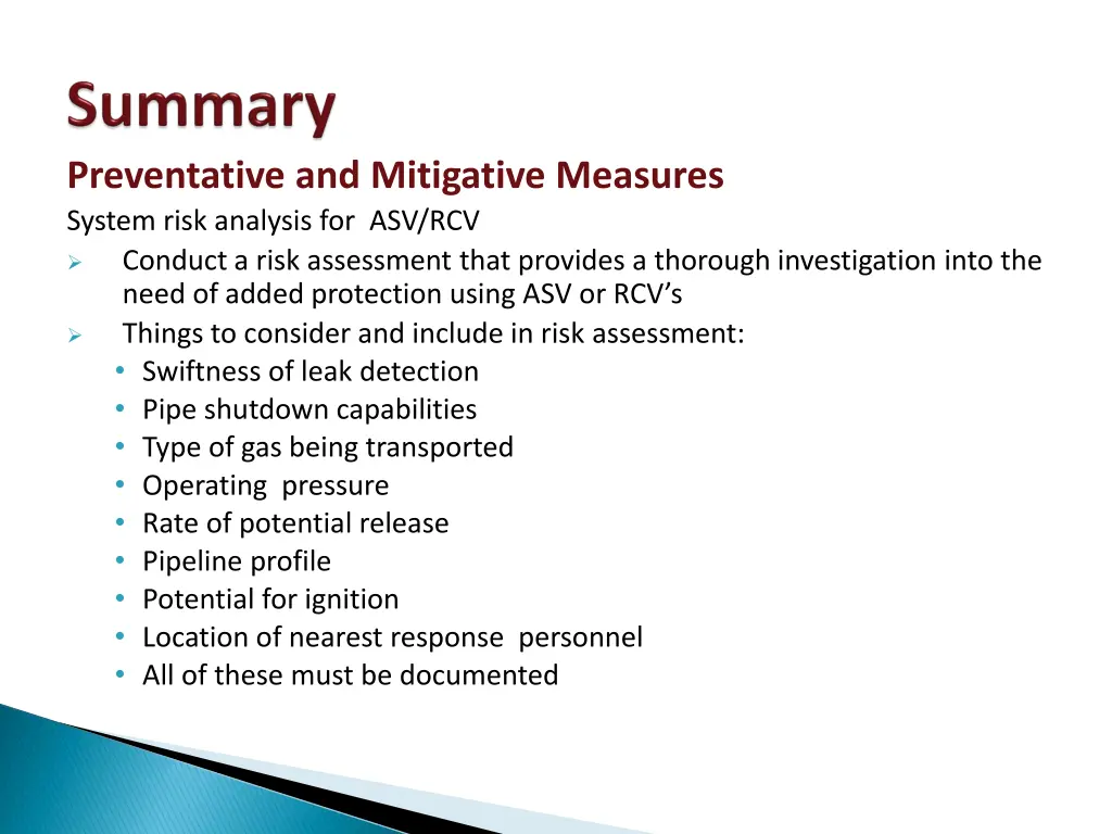 preventative and mitigative measures system risk