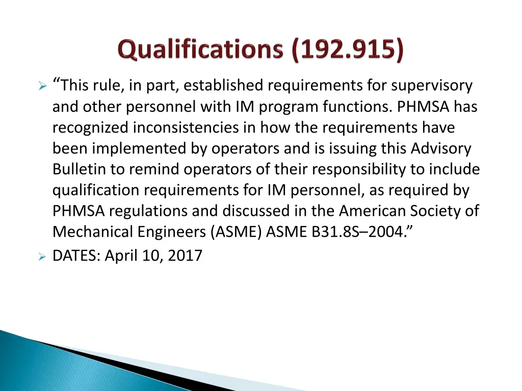 this rule in part established requirements