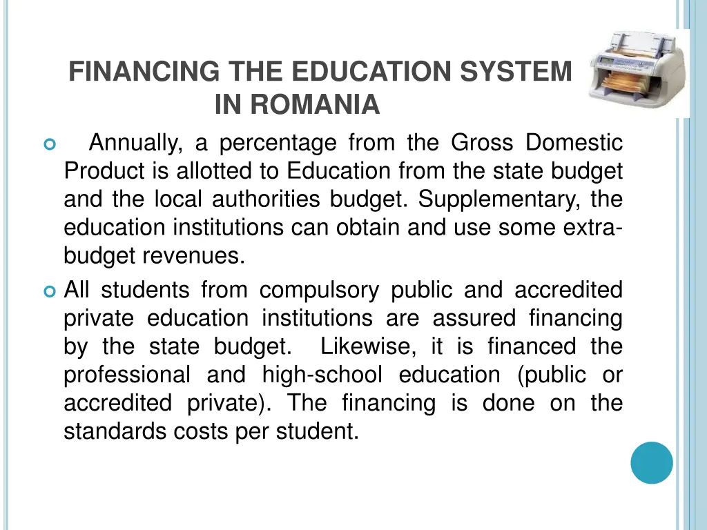 financing the education system in romania