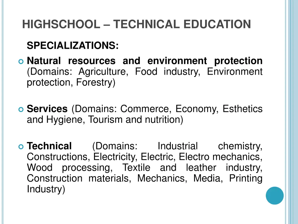 highschool technical education