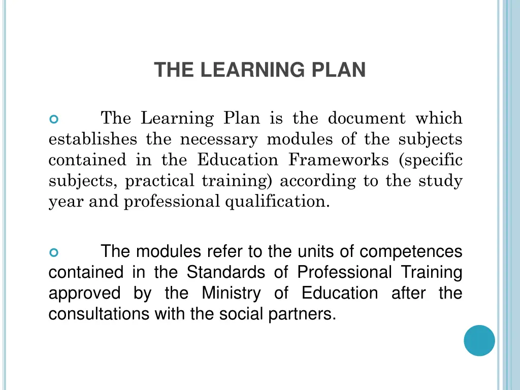 the learning plan