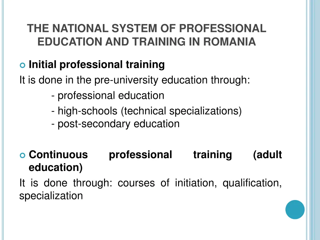 the national system of professional education
