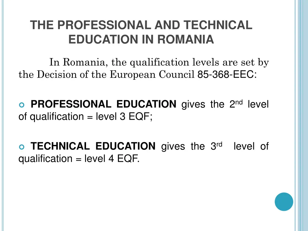 the professional and technical education