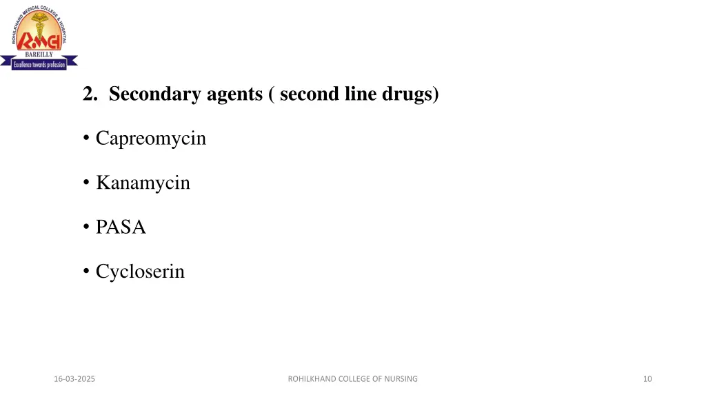2 secondary agents second line drugs