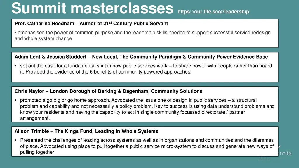 summit masterclasses https our fife scot