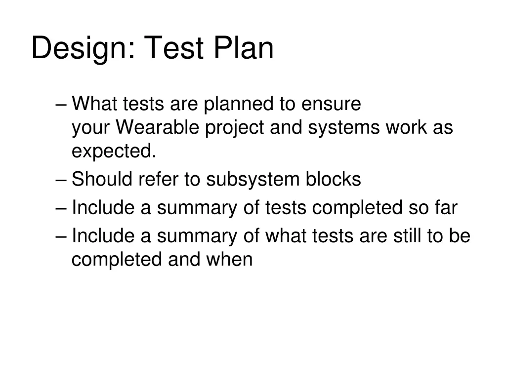design test plan