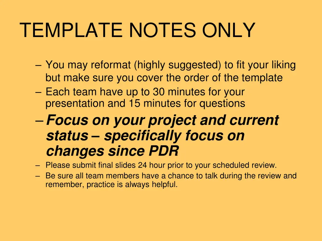 template notes only