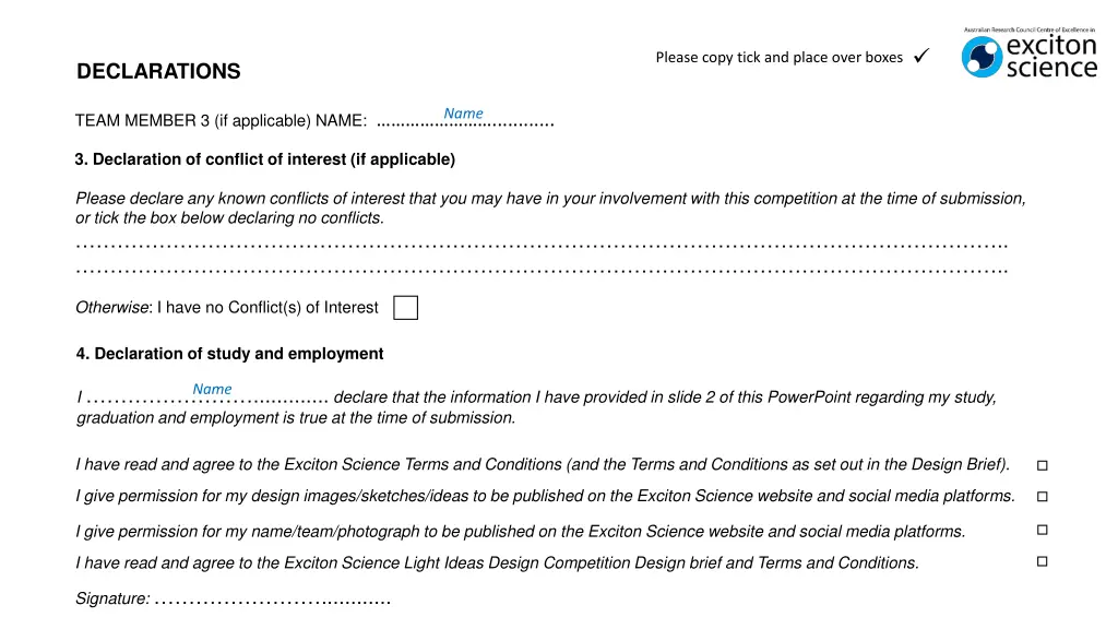 please copy tick and place over boxes 2