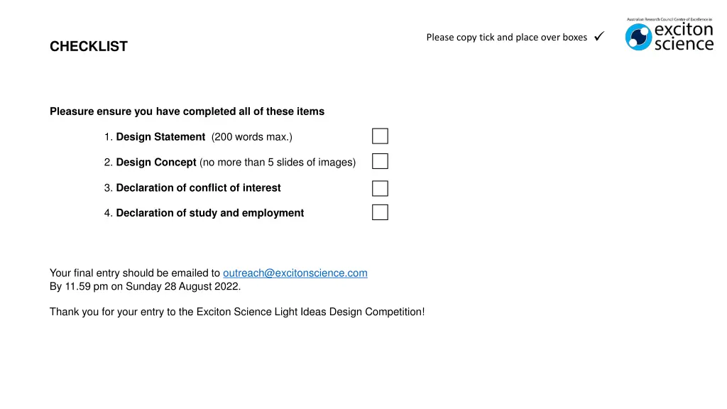 please copy tick and place over boxes 3
