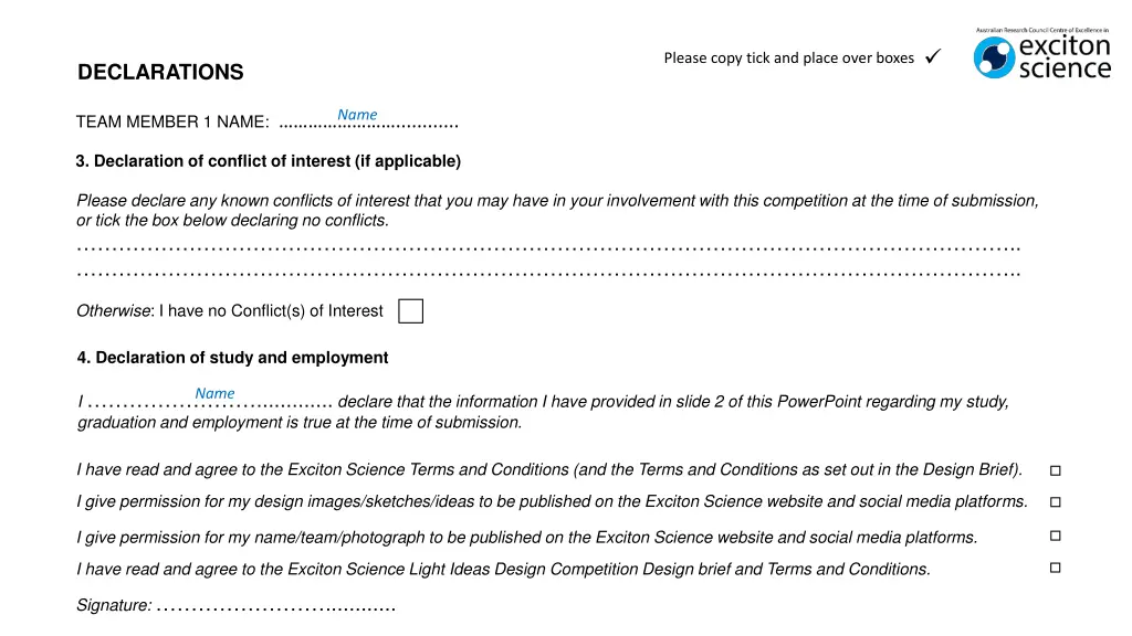 please copy tick and place over boxes