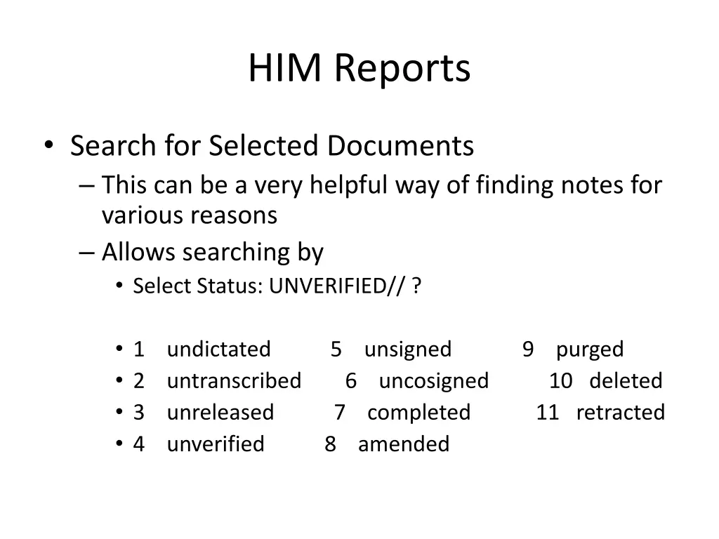 him reports