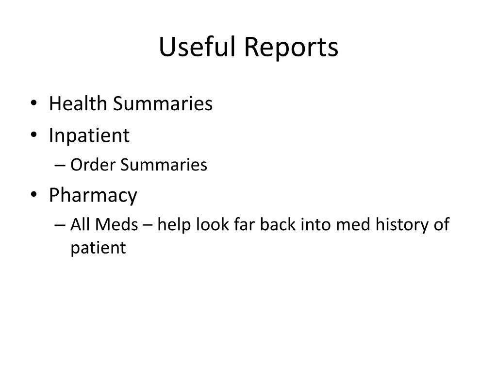 useful reports 1
