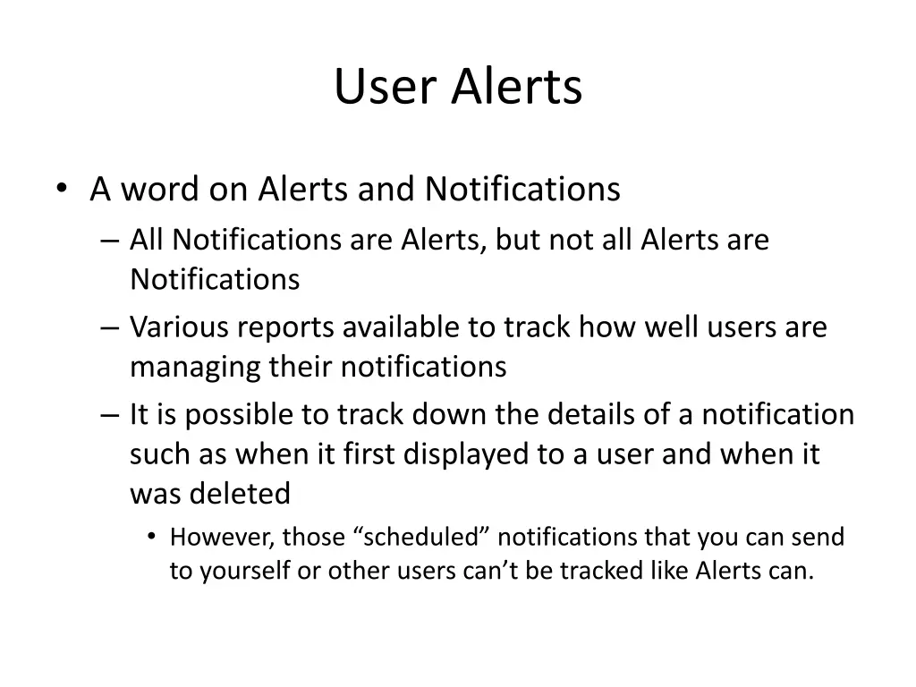 user alerts
