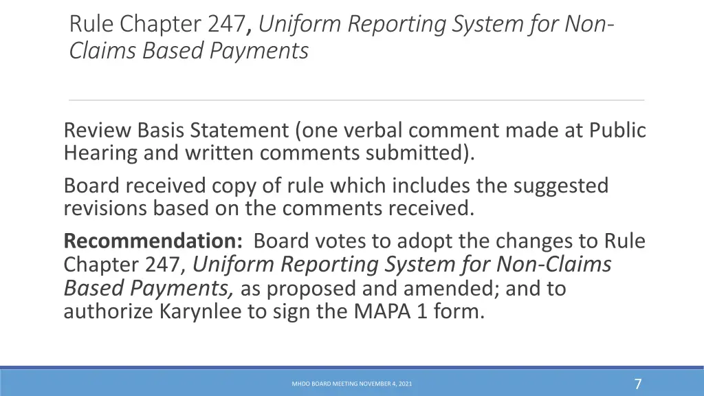 rule chapter 247 uniform reporting system