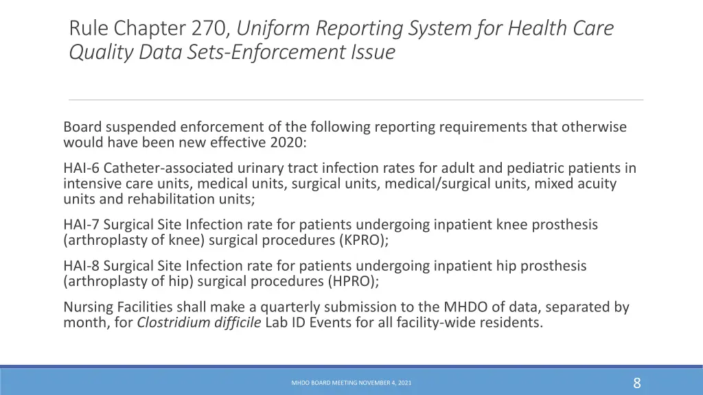rule chapter 270 uniform reporting system