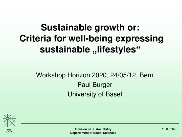 sustainable growth or criteria for well being