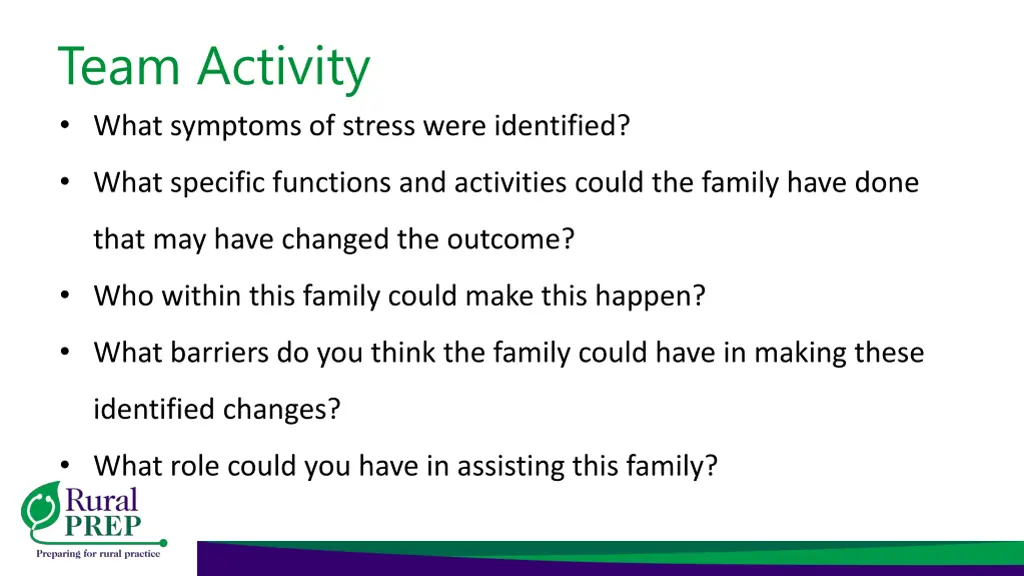 team activity what symptoms of stress were