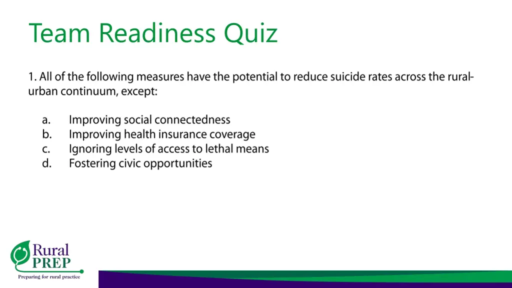 team readiness quiz 1