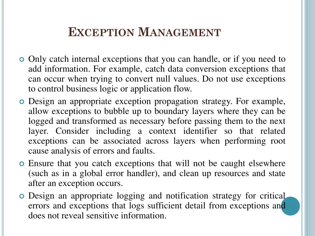 e xception m anagement