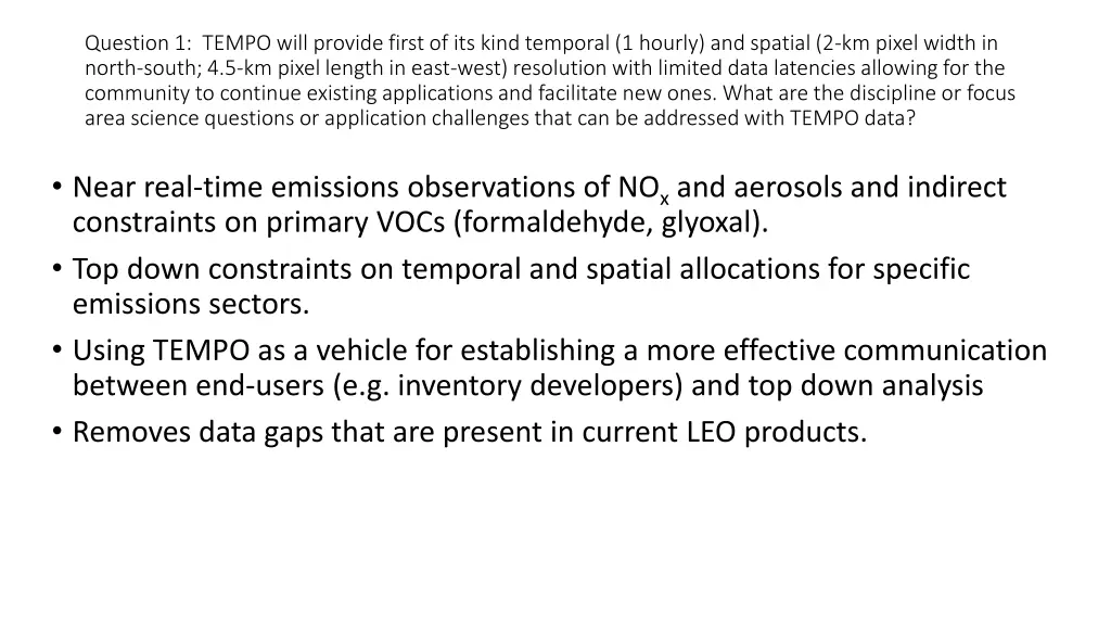 question 1 tempo will provide first of its kind