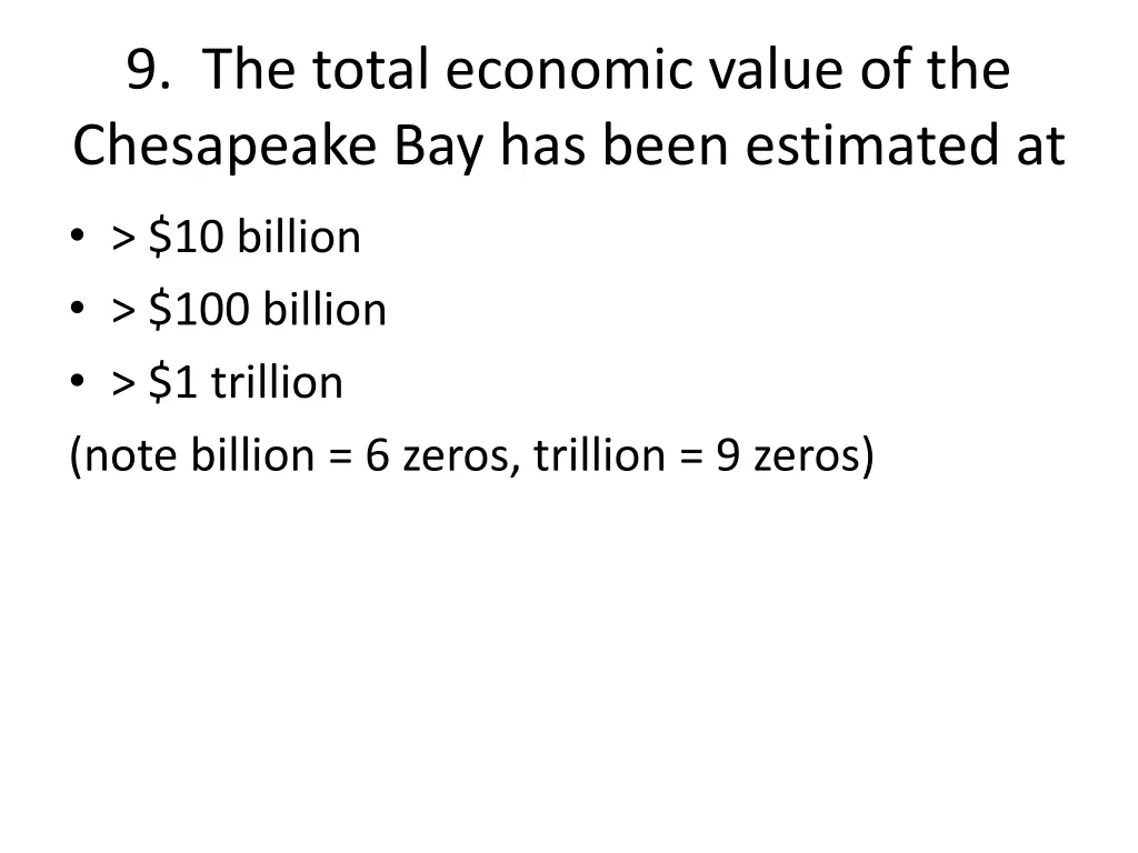 9 the total economic value of the chesapeake