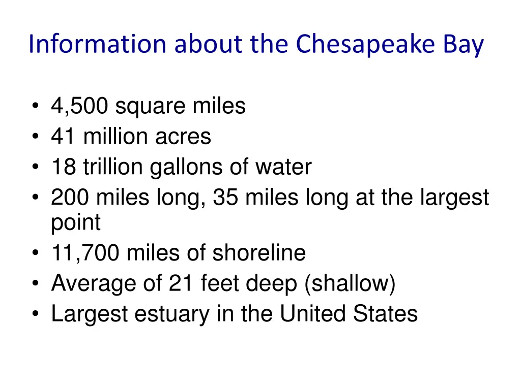 information about the chesapeake bay