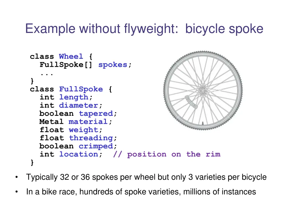 example without flyweight bicycle spoke