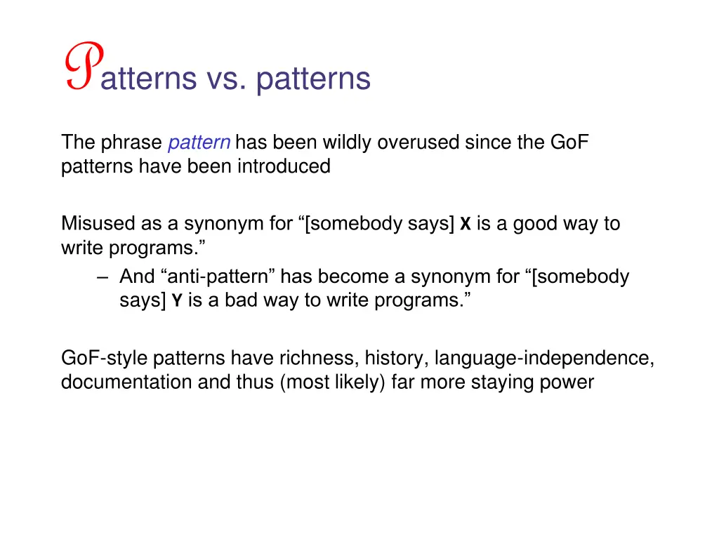 p atterns vs patterns