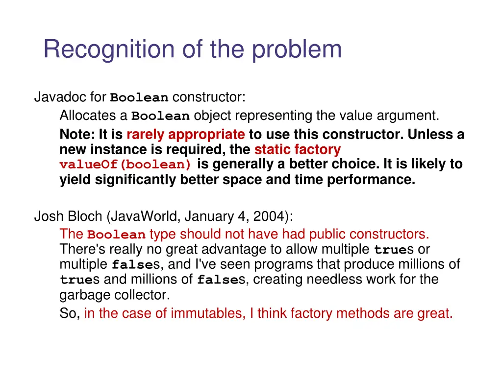 recognition of the problem