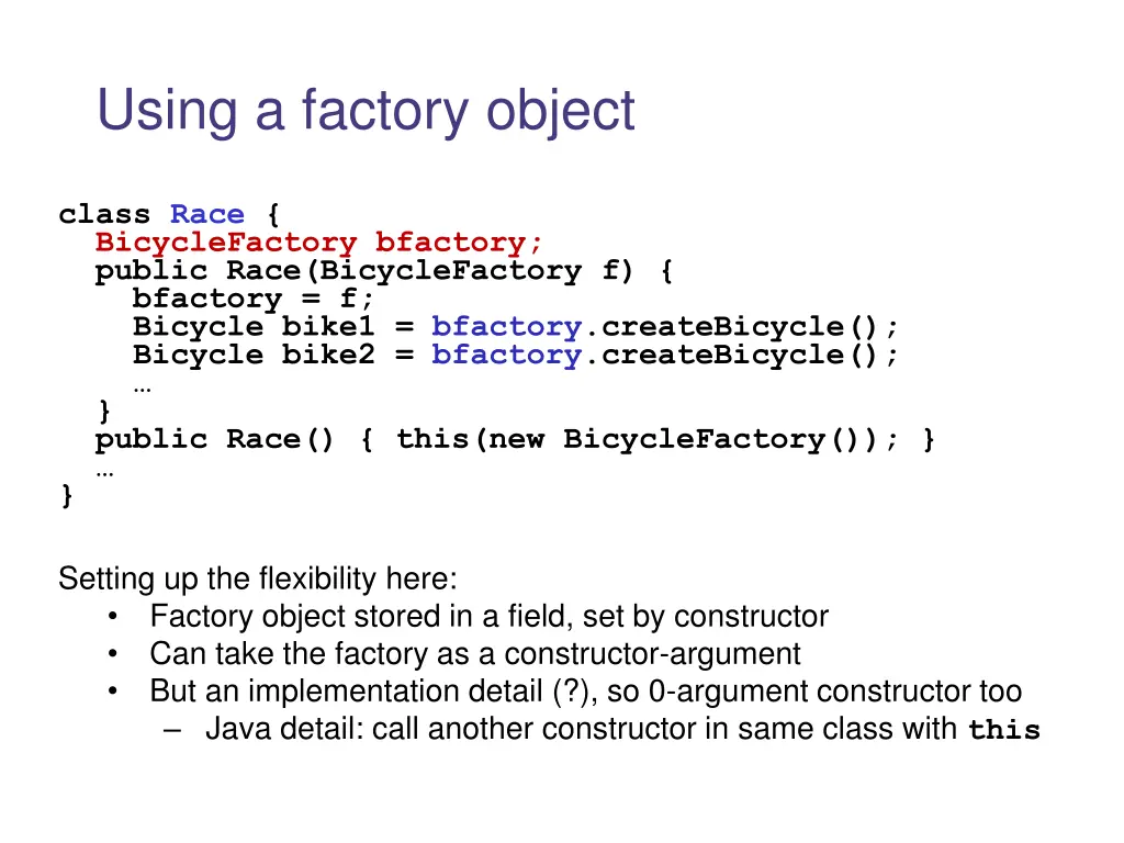 using a factory object