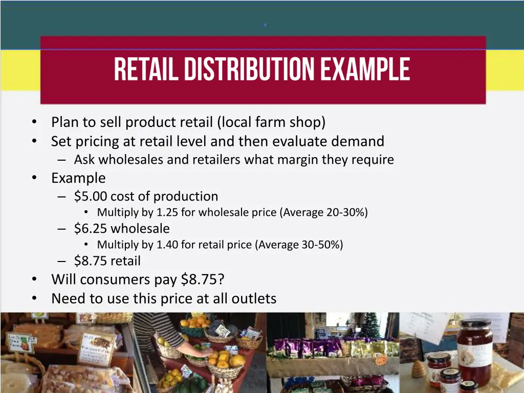 plan to sell product retail local farm shop