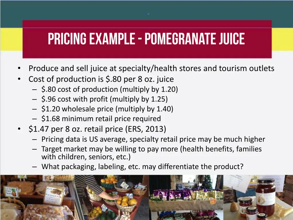 produce and sell juice at specialty health stores