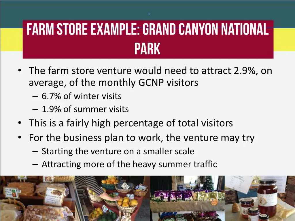 the farm store venture would need to attract